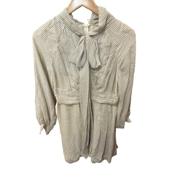 Burberry London England Dresse Silk Polka Dot bow neck sz 38 US 4 - Picture 2 of 16